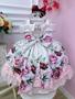 Imagem de Vestido Infantil Rosa Claro Peito Nervura Florido C/ Broche  festa luxo RO2854RC