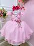 Imagem de Vestido Infantil Rosa Florido Com Broche de Flor Festas Luxo festaRO2842RS