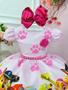 Imagem de Vestido Infantil Rosa Patrulha Canina Barrado Chiclete super luxo festa RO8020RR