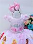 Imagem de Vestido Infantil Rosa Pérolas Princesas Floral Castelo Luxo