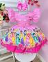Imagem de Vestido Infantil Rosa Princesas Disney Festas C/ Pérolas