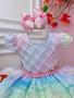 Imagem de Vestido Infantil Rosa Princesas Peito Nervura Cinto Pérolas RO0613RS