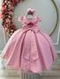 Imagem de Vestido Infantil Rose C/ Busto Nervura Cinto Pérolas Damas RO 2782RA