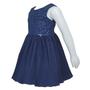 Imagem de Vestido Infantil Saia Plissada Peito Com Renda Azul Tam 1 ao 4