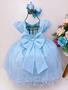 Imagem de Vestido Infantil Super Luxo Festa  Azul Peito C/ Nervura Pérolas Princesas