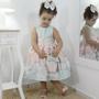 Imagem de Vestido infantil unicórnios Opcional pelúcia, bolsa e laço para cabelo