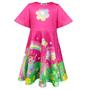 Imagem de Vestido Infantil Verão Menina  em Fly Tech Trolls Rosa  Tam 4 a 10 - Kukiê