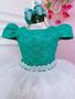 Imagem de Vestido Infantil Verde C/ Renda Saia Branca Damas Longo