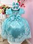 Imagem de Vestido Infantil Verde Tiffany Com Renda Realeza e Pérolas Luxo Festa 