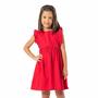 Imagem de Vestido Infantil Vermelho Algodão Manga Babados Vrasalon