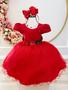 Imagem de Vestido Infantil Vermelho C/ Broche de Flores  Festas