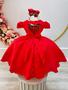 Imagem de Vestido Infantil Vermelho C/ Cinto de Pérolas Daminhas Luxo