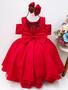 Imagem de Vestido infantil vermelho c/ renda cinto strass princesas