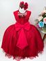 Imagem de Vestido Infantil Vermelho Com Renda e Pérolas Damas Luxo - tamanho 6