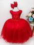 Imagem de Vestido Infantil Vermelho Damas de Honra Cinto Pérola Strass Super luxo festa  2124VQ