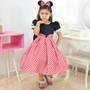 Imagem de Vestido Infantil Vermelho e Preto Estilo Minnie Poá Branco