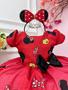 Imagem de Vestido Infantil Vermelho Festa Da Minnie C/ Broche Luxo