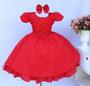 Imagem de Vestido Infantil Vermelho Princesa Luxo E Tiara