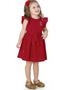 Imagem de Vestido Infantil Vermelho Social Evasê Texturizado Malwee Kids Manga Curta Babadinho