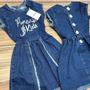Imagem de Vestido Jeans Infantil Luxo Moda Mini Blogueirinha Pimenta Kids
