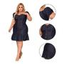 Imagem de Vestido Jeans Peplum Moda Maior Evangélica Sem Lycra Midi Plus Size Jovial Manga Presente Natal G3