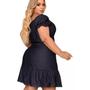Imagem de Vestido Jeans Peplum Moda Maior Evangélica Sem Lycra Midi Plus Size Jovial Manga Presente Natal G3