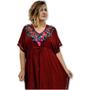 Imagem de Vestido Kaftan Curto liso com Bordados Indianos Florais