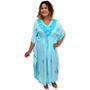 Imagem de Vestido Kaftan Longo Indiano Viscose Liso Bordado Plus Size