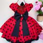 Imagem de Vestido ladybug joaninha Minnie Festa aniversario bola preta  jm0077