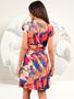 Imagem de Vestido Leve Curto Decote Canoa Com Manga E Cintura Elástica