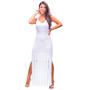 Vestido Longo Alcinha Fenda Tricô Branco Pré Wedding Civil - Sinta Se Linda Imagem de Vestido Longo Alcinha Fenda Tricô Branco Pré Wedding Civil