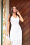 Vestido Longo Alcinha Fenda Tricô Branco Pré Wedding Civil - Sinta Se Linda Imagem de Vestido Longo Alcinha Fenda Tricô Branco Pré Wedding Civil