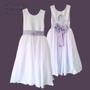 Imagem de Vestido Longo branco Faixa Prega Lilas Infantil com Saia Tule Branco faixa REF4072