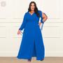 Imagem de Vestido Longo Casual Elegante Fenda Plus Size Linha Premium