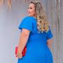 Imagem de Vestido longo Ciganinha PLus Size Ombro a Ombro Manga Curta Azul Estampado