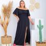 Imagem de Vestido Longo Ciganinha Plus Size Pink Liso Com Fenda Tamanho Grande