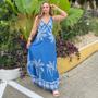 Imagem de Vestido Longo Estampado com Decote V com Alcinha Maya - Verão Azul