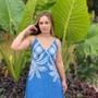 Imagem de Vestido Longo Estampado com Decote V com Alcinha Maya - Verão Azul