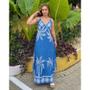 Imagem de Vestido Longo Estampado com Decote V com Alcinha Maya - Verão Azul