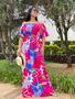 Imagem de Vestido longo feminino floral moda plus size evangelica