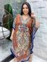 Imagem de Vestido Longo Kaftan Indiano Estampada De Seda Plus Size 470