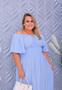 Imagem de Vestido Longo Plus Size Ciganinha Com Lastex Ombro a Ombro Azul Claro