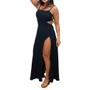 Vestido Longo Rita Feminino Verão Fenda Lateral Alcinha Regulavel - NoBrand Imagem de Vestido Longo Rita Feminino Verão Fenda Lateral Alcinha Regulavel
