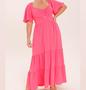 Imagem de Vestido Longo Rosa Decotado Plus Size Tam 48