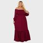 Imagem de Vestido Longo Xadrez Feminino Rodado Plus Size Ombro A Ombro Festa Junina