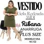 Imagem de Vestido Manga Curta Plus Size Ribana Anarruga Básico Fresquinho Praiano Verão 3069A