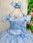 Imagem de Vestido Manga Princesa Azul Bebe BEVESTMARIELNGOMBRAOMBRAZLBB