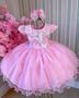 Imagem de Vestido Marie Jardim Encantado Rosa Bebe Borboleta Branca