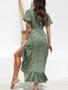 Imagem de Vestido Maxi Boho Floral para Praia - Impressão Chique em Chiffon com Babados