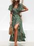 Imagem de Vestido Maxi Boho Floral para Praia - Impressão Chique em Chiffon com Babados